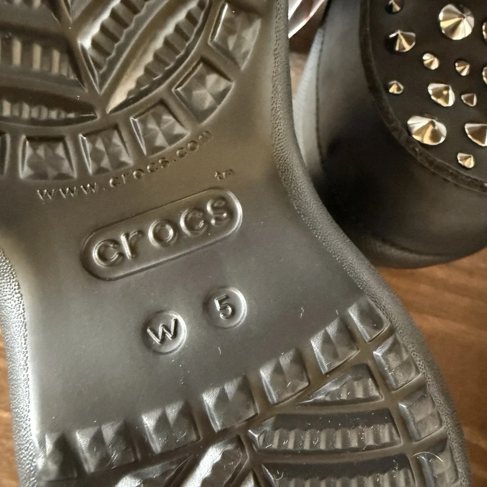 Crocs Bae Platform Studded Clogs Black Metal Spike Goth Emo Womens Size 5